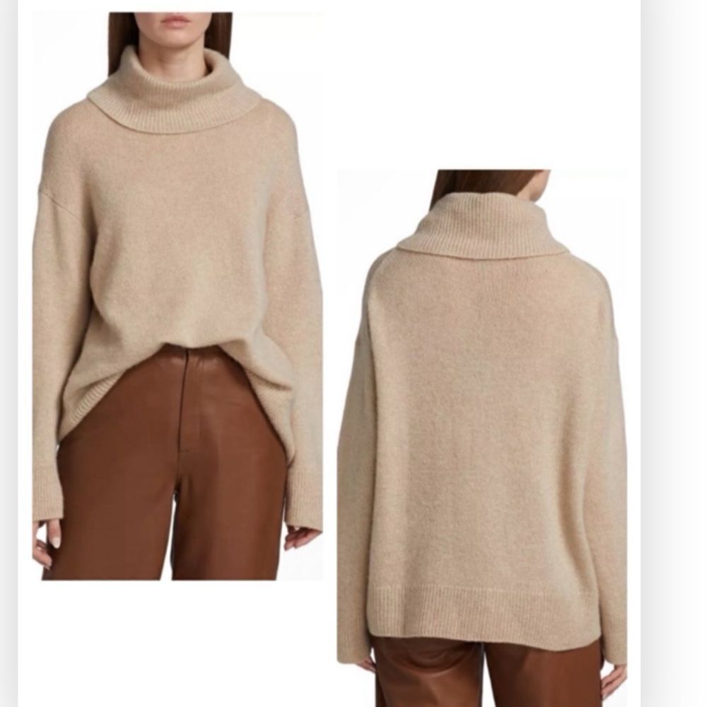 Rails Imogen Wool-Cashmere Turtleneck Sweater in Jute $348 NWT